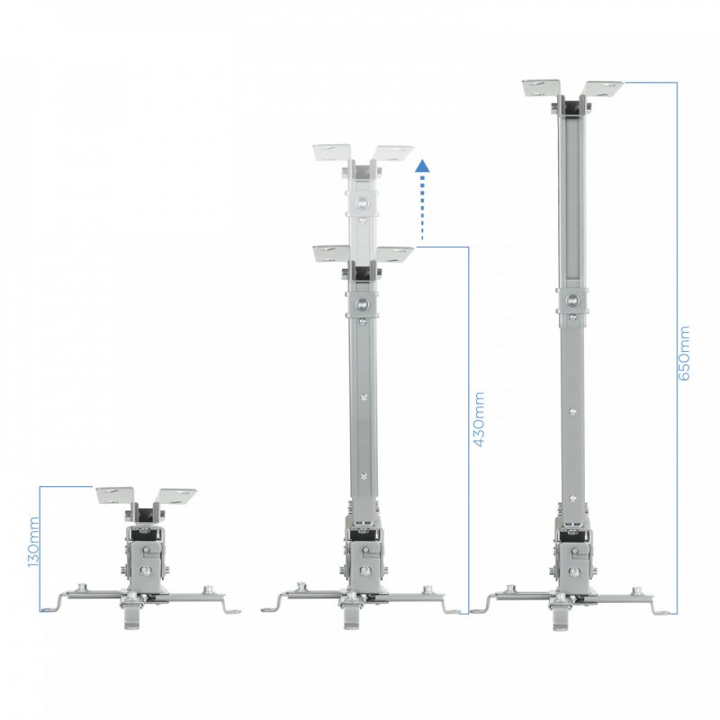 SOPORTE TECHO PROYECTOR TOOQ PJ2012T-SPLATA 130/430 - 650 mm MAX 20 KG