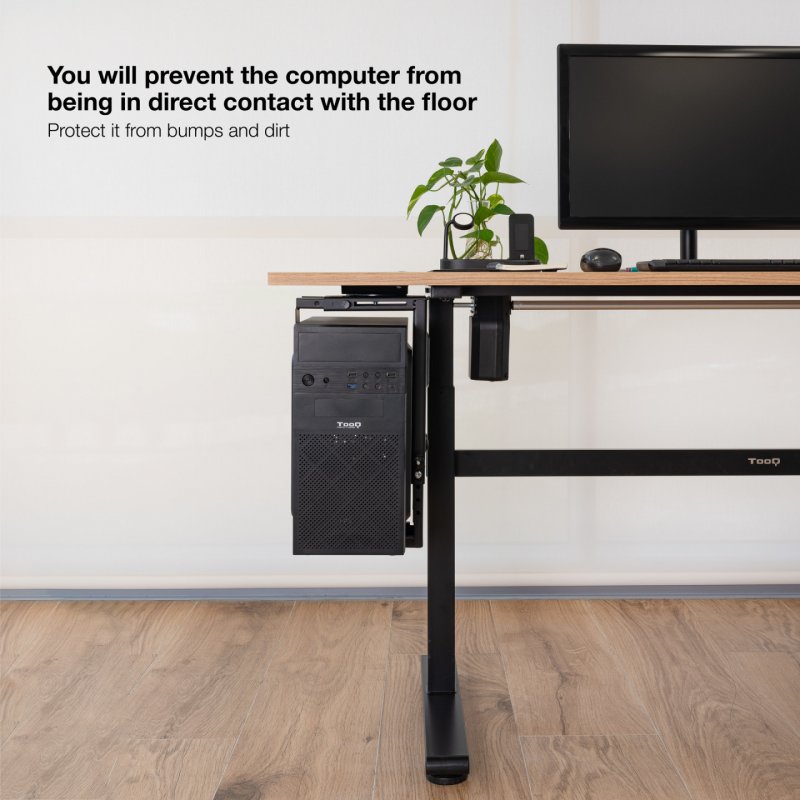 TooQ Metal Desk/Wall CPU Holder, Black