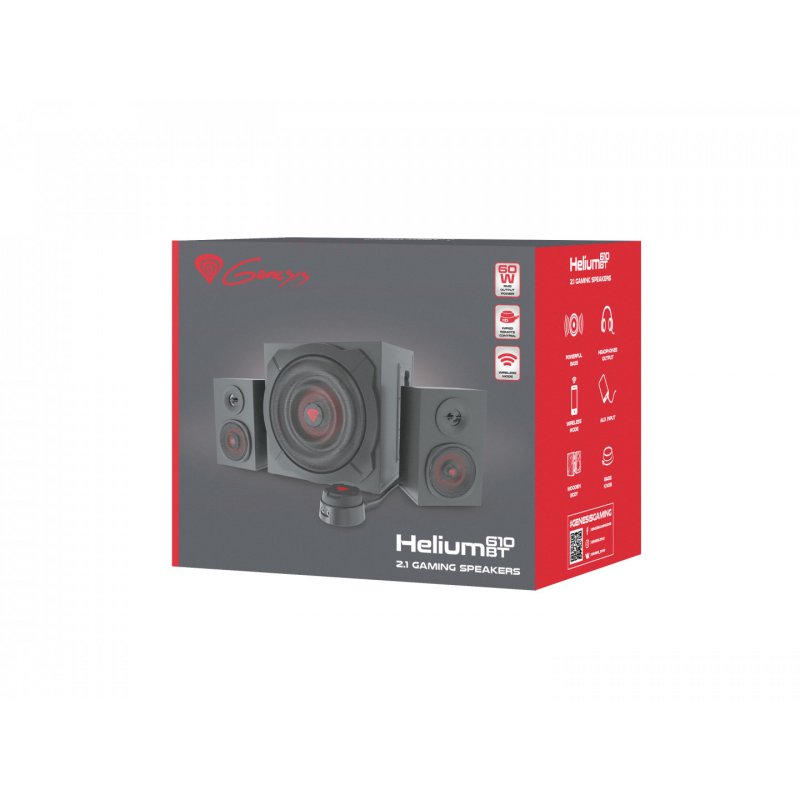 GENESIS Helium 610BT set d'enceintes 60 W Haut-parleur Noir, Rouge 2.1 canaux Bluetooth