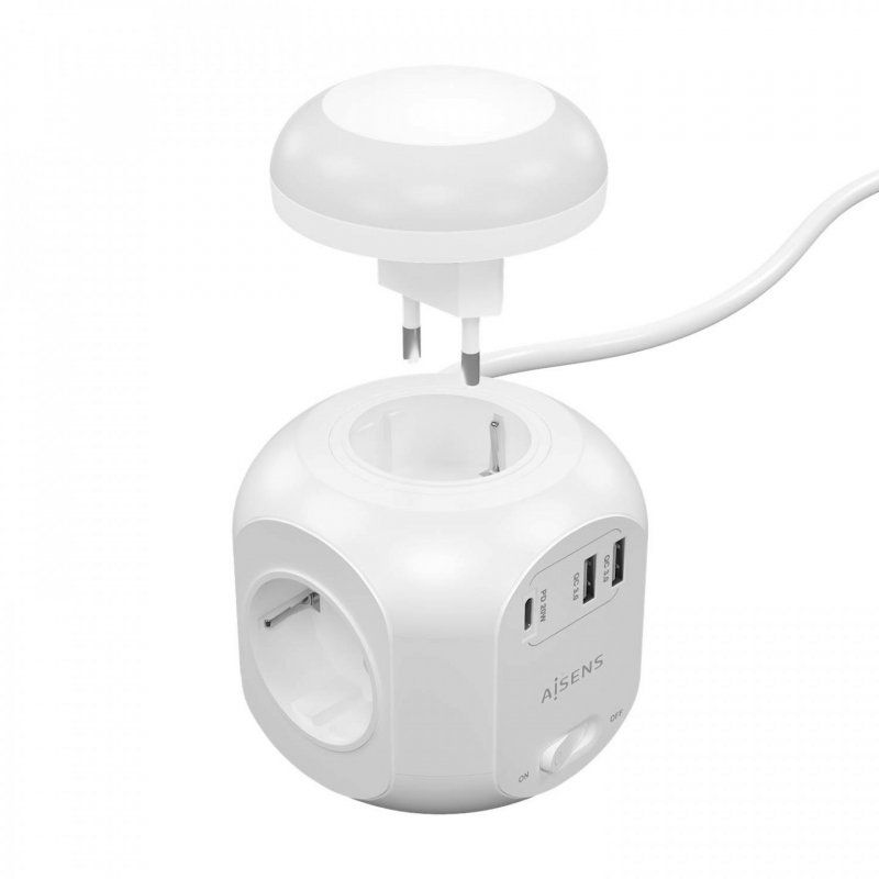 AISENS ASPS-2A1CLPQ02-W multiprise 1,8 m 4 sortie(s) CA Intérieure Blanc