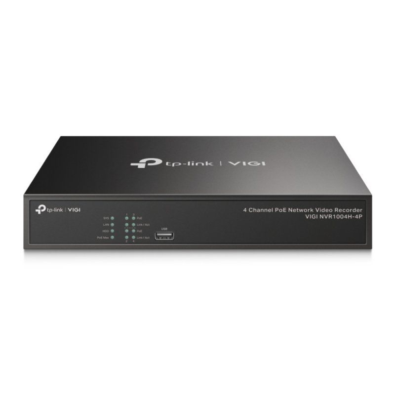 TP-LINK (VIGI NVR1004H-4P) 4 Channel PoE Network Video Recorder, 4K HDMI Output, 16MP Decoding Capacity, H.265 ,
