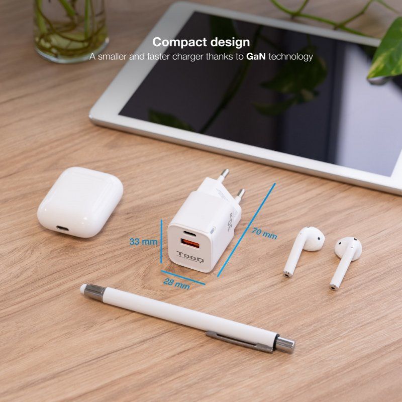 TooQ TQWC-GANQCPD30WT chargeur d'appareils mobiles Universel Blanc Secteur Charge rapide Intérieure