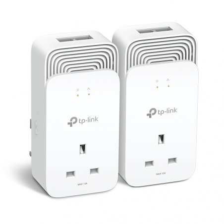 TP-LINK (PG2400P KIT) Wired 1428Mbps G.hn2400 Powerline Adapter Kit, AC Pass Through, 2-Port, Power Saving Mode