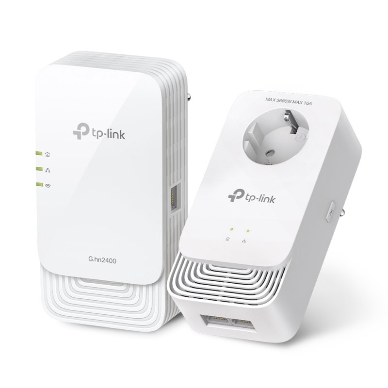 TP-LINK (PGW2440 KIT) G.hn2400 Powerline AX1800 Wi-Fi 6 Adapter Kit, AC Pass Through, GB LAN, EasyMesh-Compatible