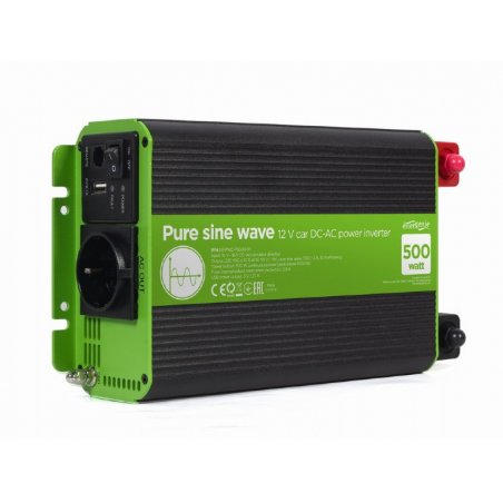 INVERSOR CORRIENTE DC-AC GEMBIRD COCHE DE ONDA SINUSOIDAL PURA DE 12 V 500 W