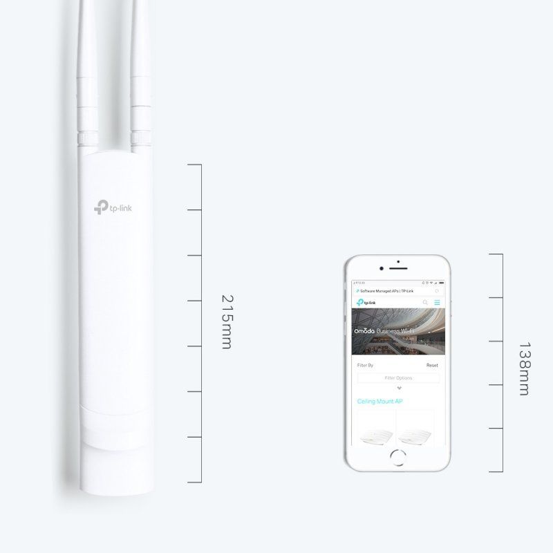 TP-Link Omada EAP110-Outdoor 300 Mbit/s Blanc Connexion Ethernet, supportant l'alimentation via ce port (PoE)