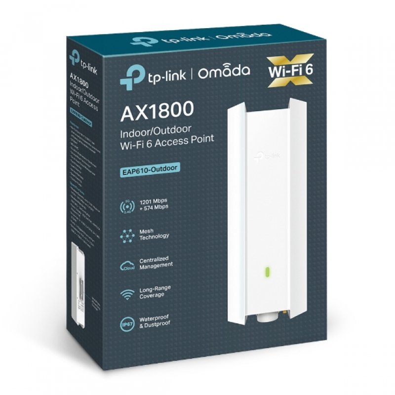 TP-LINK (EAP610-OUTDOOR) Omada AX1800 Indoor/Outdoor Wi-Fi 6 Access Point, Dual Band, OFDMA & MU-MIMO, PoE, Mesh