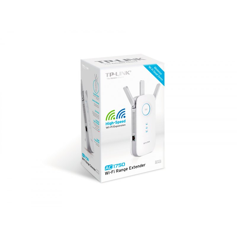 TP-LINK (RE450) AC1750 (450 1300) AC Dual Band Wall-Plug WiFi Range Extender, GB LAN, AP Mode