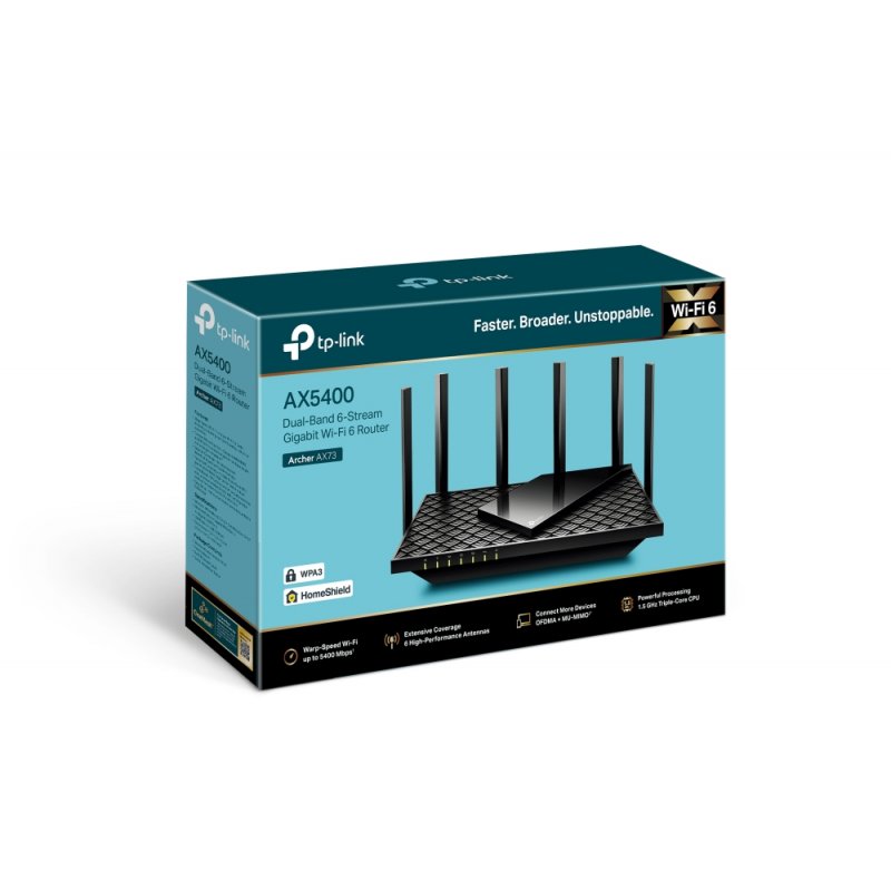 TP-LINK (Archer AX73) AX5400 (574 4804) Wireless Dual Band Gigabit Wi-Fi 6 Router, OFDMA, MU-MIMO, 4-Port, GB WAN, USB