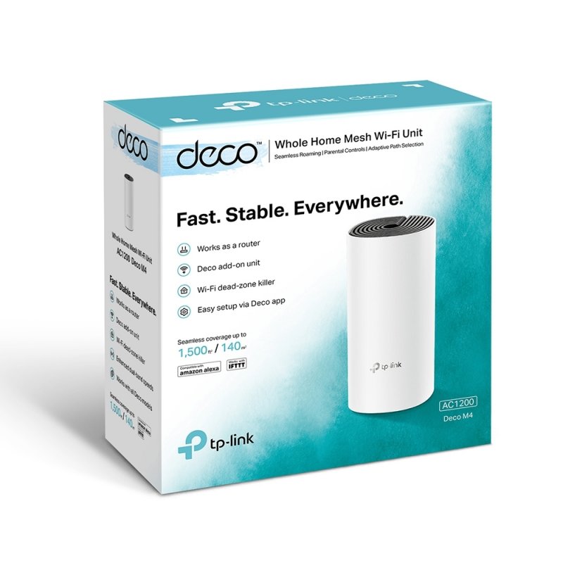 TP-LINK (DECO M4) Whole-Home Mesh Wi-Fi System, Single Unit, Dual Band AC1200, MU-MIMO, 2 x LAN