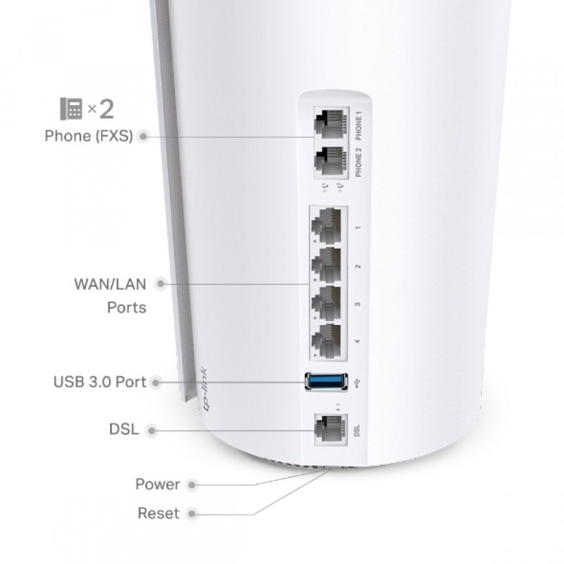 TP-LINK (DECO X73-DSL) VDSL Whole Home Mesh Wi-Fi 6 Router, Single Unit, Dual Band AX5400, 3 RJ11, OFDMA & MU-MIMO
