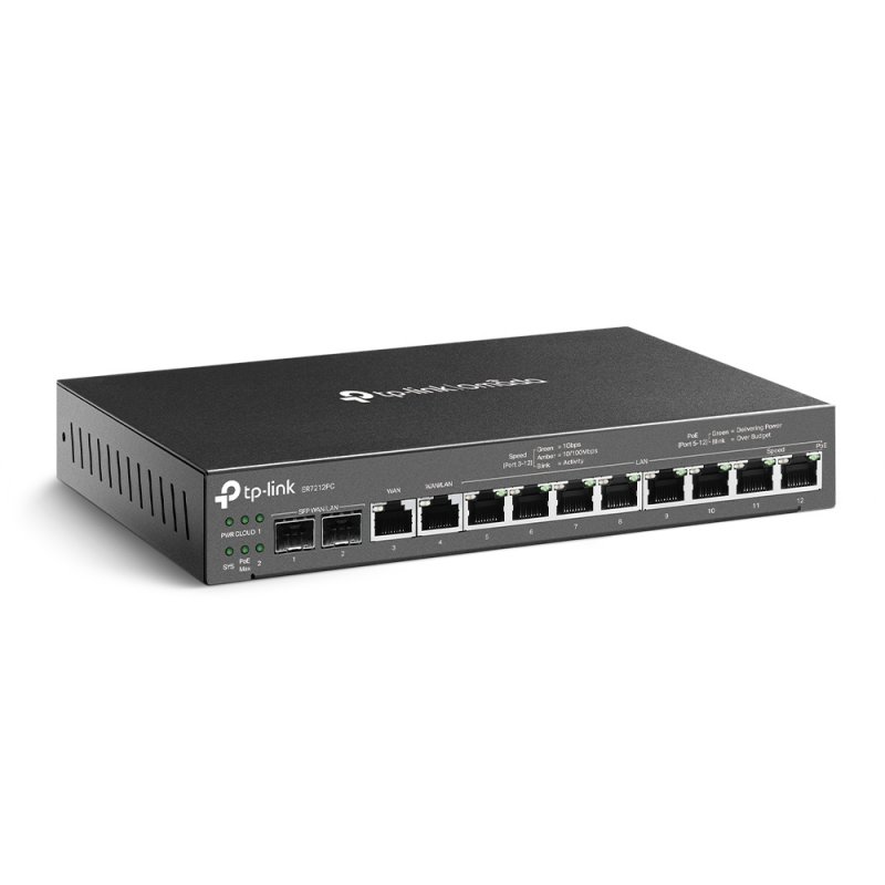 TP-LINK (ER7212PC) Omada 3-in-1 Gigabit VPN Router - Router PoE Switch Omada Controller, 12 Ports, Up to 4x WAN
