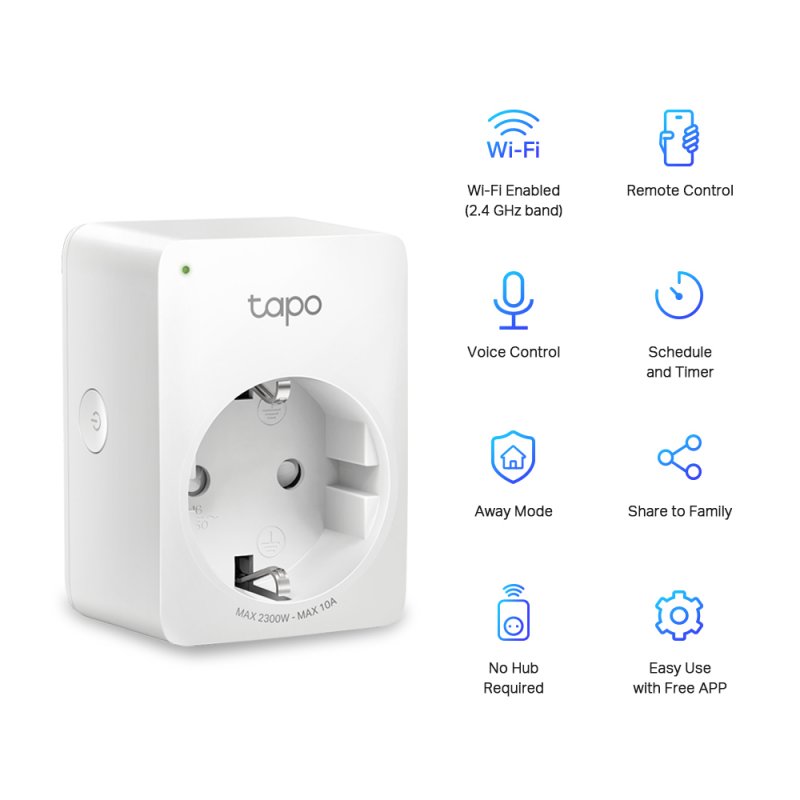 TP-LINK (TAPO P100 4-Pack) Mini Smart Wi-Fi Socket, Remote Access, Scheduling, Away Mode, Voice Control