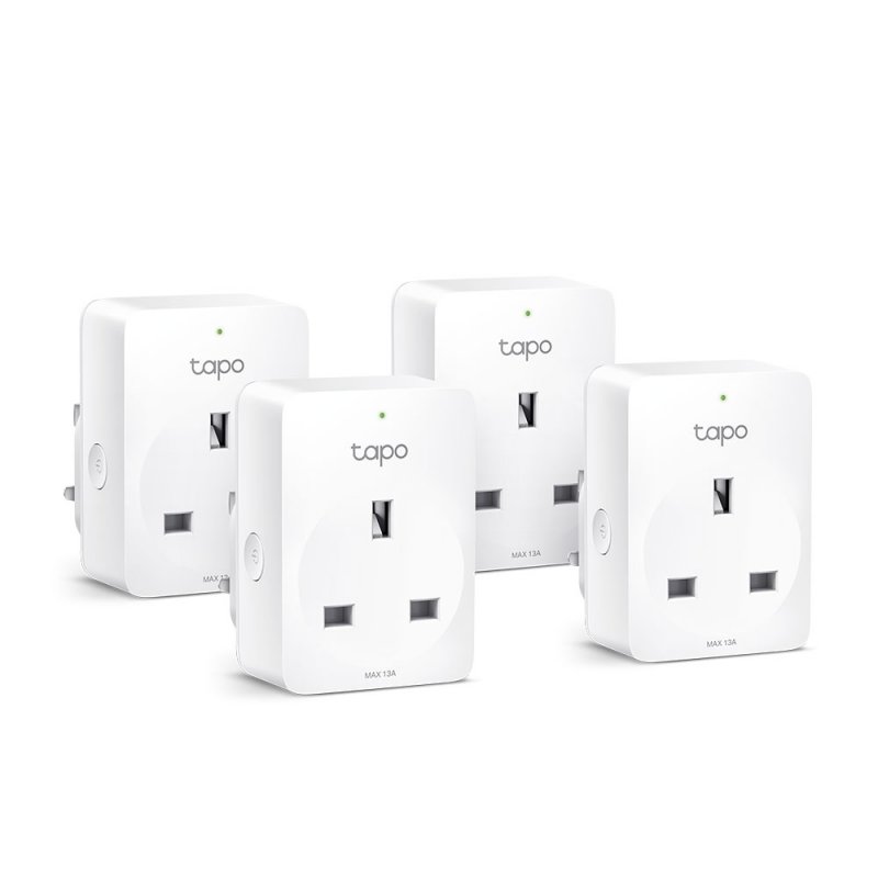 TP-LINK (TAPO P110 4-Pack) Mini Smart Wi-Fi Socket, Remote Access, Scheduling, Away Mode, Voice Control, Energy