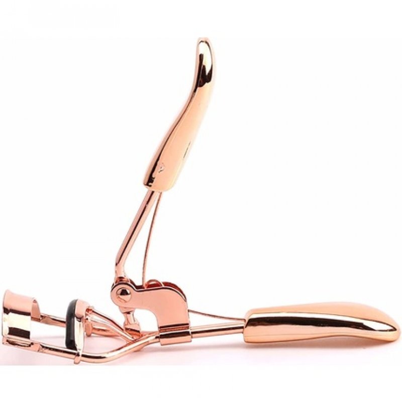 Rose Gold Stainless Steel Eyelash Curler with 6 Extra Silicone Replacement Pads for All Eye Shapes