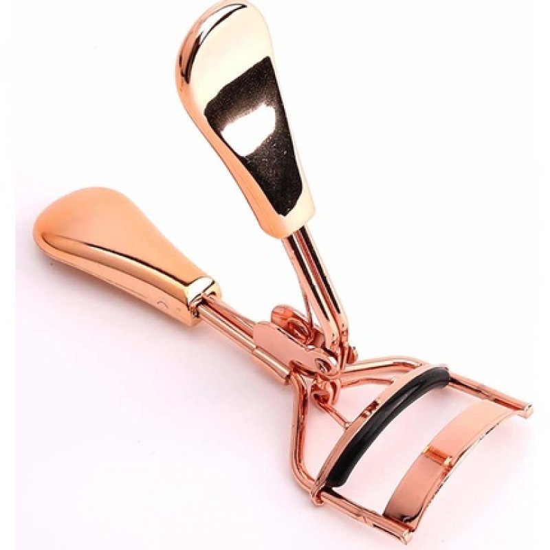 Rose Gold Stainless Steel Eyelash Curler with 6 Extra Silicone Replacement Pads for All Eye Shapes