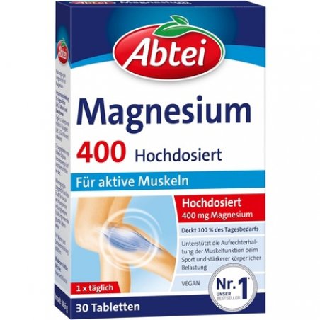 Abtei Magnesium 400 High-Dose Magnesium for Active Muscles 30 Tablets
