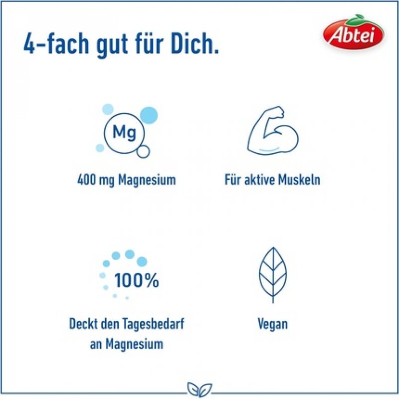 Abtei Magnesium 400 High-Dose Magnesium for Active Muscles 30 Tablets