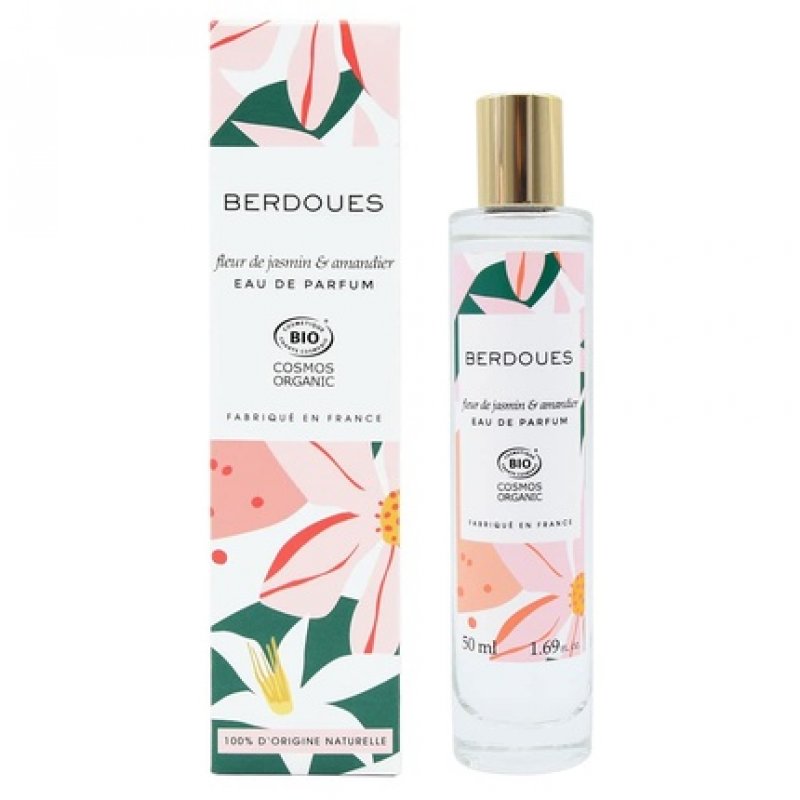 BERDOUES Fleur de Jasmin & Amandier Organic Eau de Toilette 1.7 fl.oz. - Delicately Floral Scent with Sweet Almond,