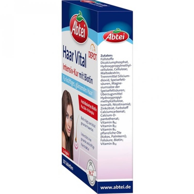 Abtei Hair Vital Intensive Treatment - High-Dose Biotin, Zinc, and Vitamin B Complex with Depot Effect - for Strong,