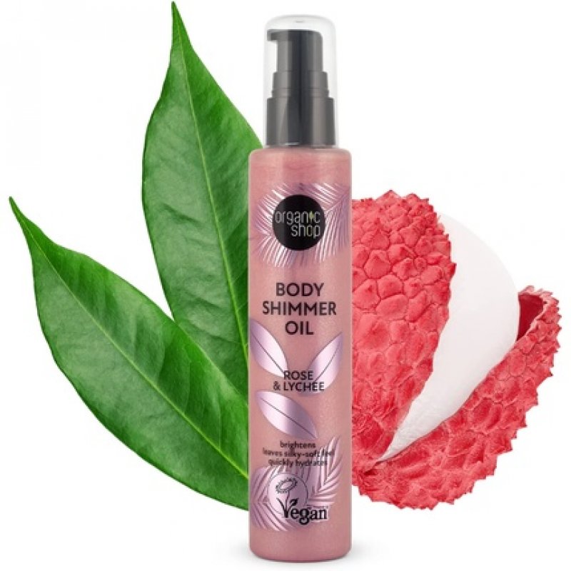 Organic Shop Rose & Lychee Body Shimmer Oil 100ml
