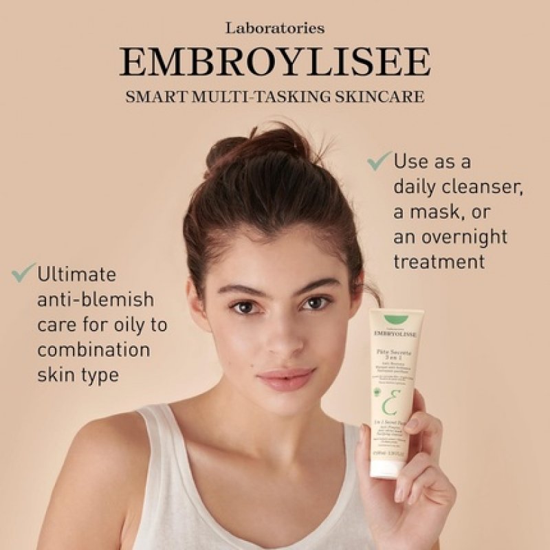 Embryolisse 3 in 1 Anti-pimples & Acne Treatment Multipurpose Clay Mask 3.38 Fl Oz
