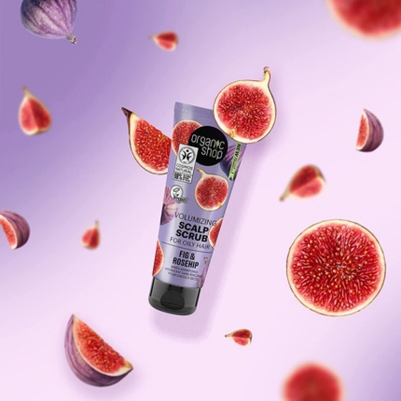 Organic Shop Volumizing Scalp Scrub for Oily Hair Fig and Rosehip 75ml