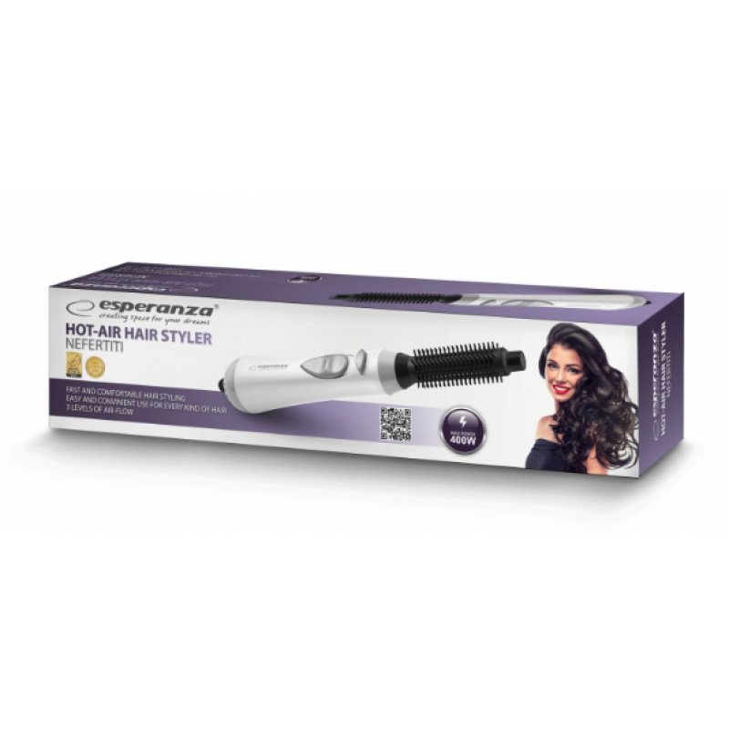 Esperanza EBL001W brosse soufflante et fer à lisser Brosse soufflante à air chaud À chaleur Noir, Blanc 400 W 1,6 m