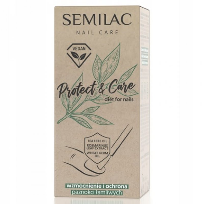 Semilac Nail Hardener Protect & Care for Strengthening and Protecting Brittle Nails Vegan Formula 7ml