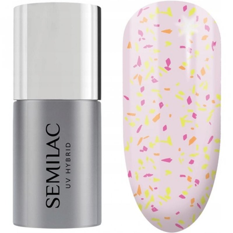 T26 Semilac UV Nail Polish Top No Wipe Matte Peach Galaxy 7ml