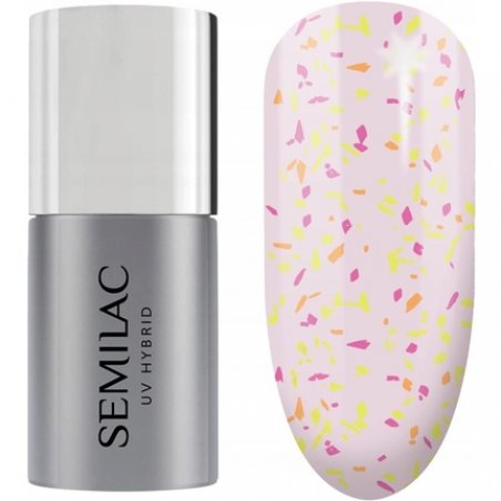 T26 Semilac UV Nail Polish Top No Wipe Matte Peach Galaxy 7ml