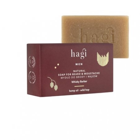 Hagi Whisky Barber Natural Soap for Beard and Mustache with Hop Extract, Pine Oil, Shea Butter, Herbal Oils, Protection