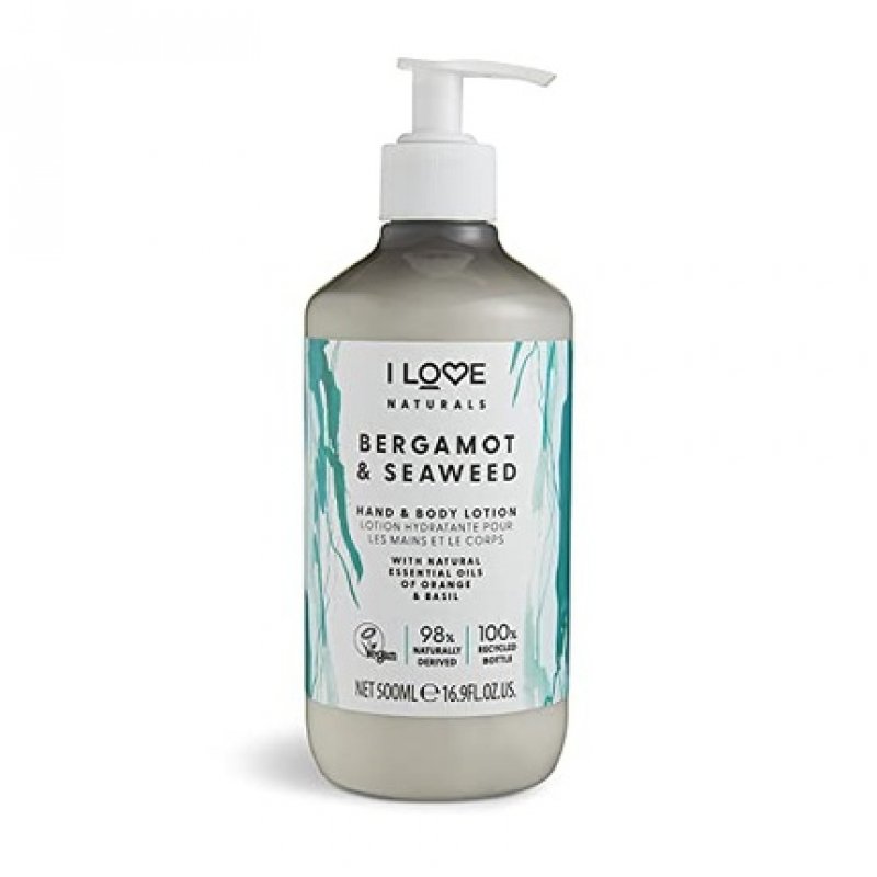 I Love Naturals Bergamot & Seaweed Hand & Body Lotion with Essential Oils of Orange & Basil 500ml
