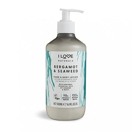I Love Naturals Bergamot & Seaweed Hand & Body Lotion with Essential Oils of Orange & Basil 500ml
