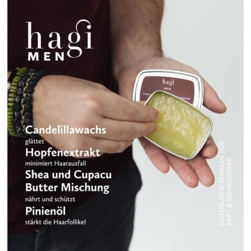 Hagi Whisky Barber Natural Beard & Mustache Pomade for Styling with Hop Extract, Cupuacu Butter, Pine Oil, and