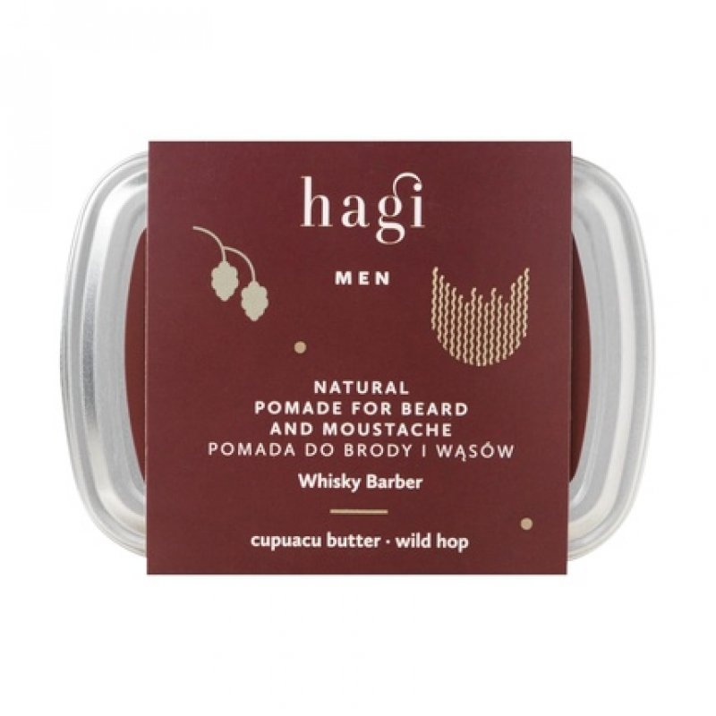 Hagi Whisky Barber Natural Beard & Mustache Pomade for Styling with Hop Extract, Cupuacu Butter, Pine Oil, and