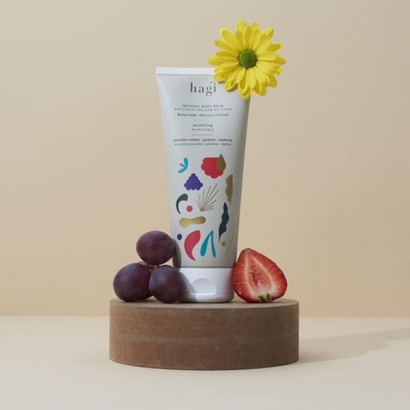 Hagi Natural Firming Body Lotion with Monoi Oil Berry Lovely Modeling Body Lotion Smooths and Firms Strawberries