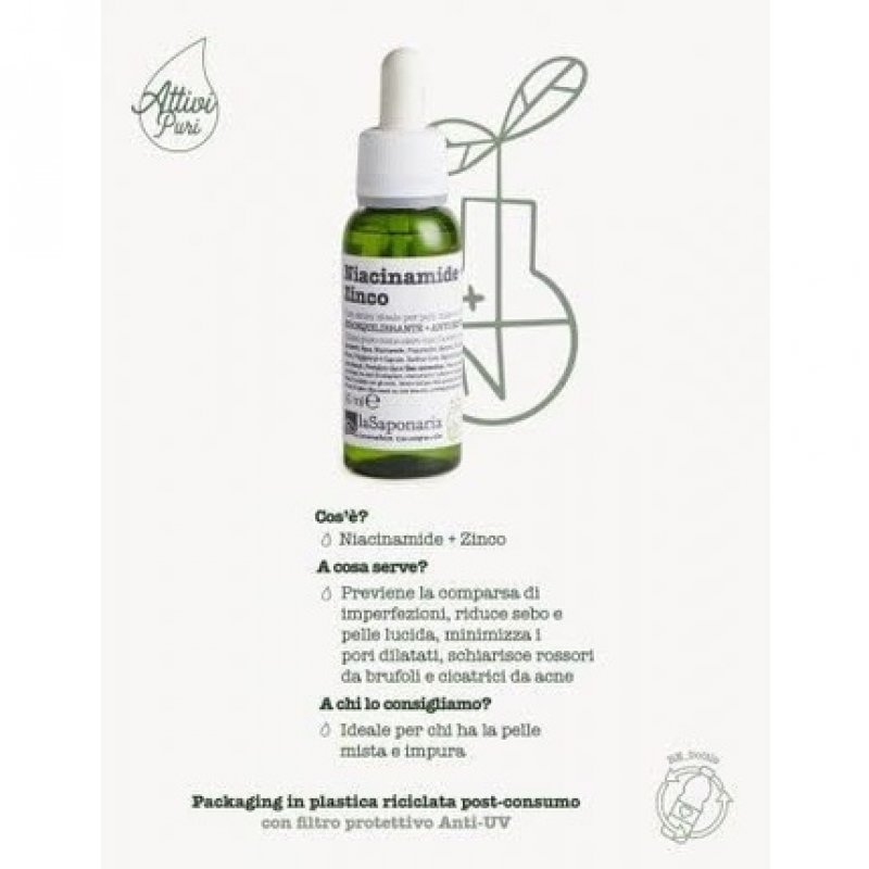 La Saponaria Niacinamide Zinc Serum for Combination Skin and Blemished Skin