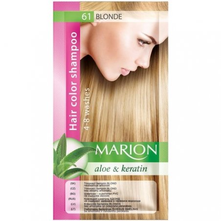Marion Hair Dye Shampoo in Bag Semi-Permanent Color with Aloe and Keratin 61 Blonde