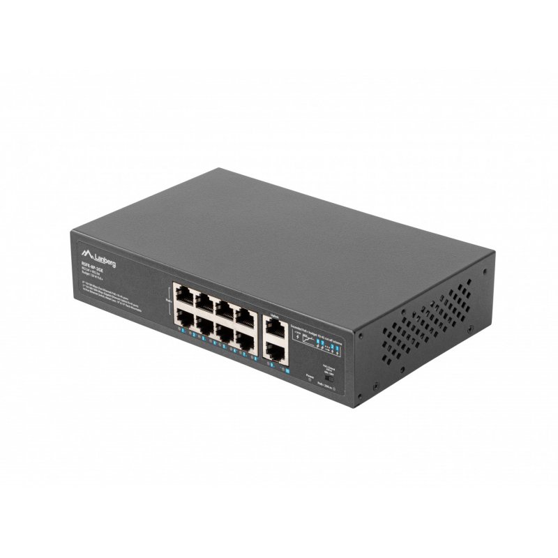 Lanberg RSFE-8P-2GE-120 commutateur réseau Non-géré Gigabit Ethernet (10/100/1000) Connexion Ethernet, supportant