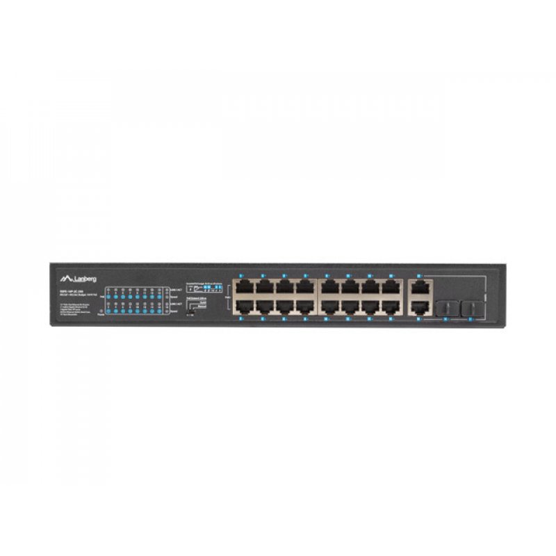 SWITCH LANBERG 18 PTOS 100MB 16xPOE /2x GBIT ETHER 250W RACK 19"