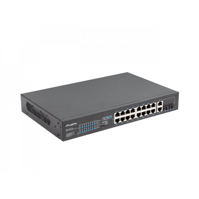 SWITCH LANBERG 18 PTOS 100MB 16xPOE /2x GBIT ETHER 250W RACK 19"