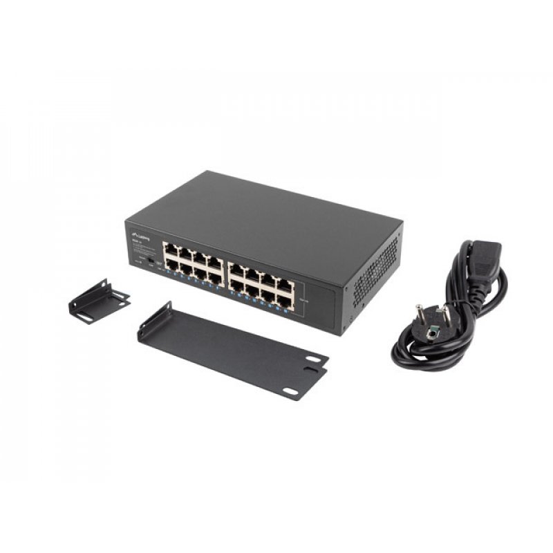 Lanberg RSGE-16 network switch Unmanaged Gigabit Ethernet (10/100/1000) 1U Black