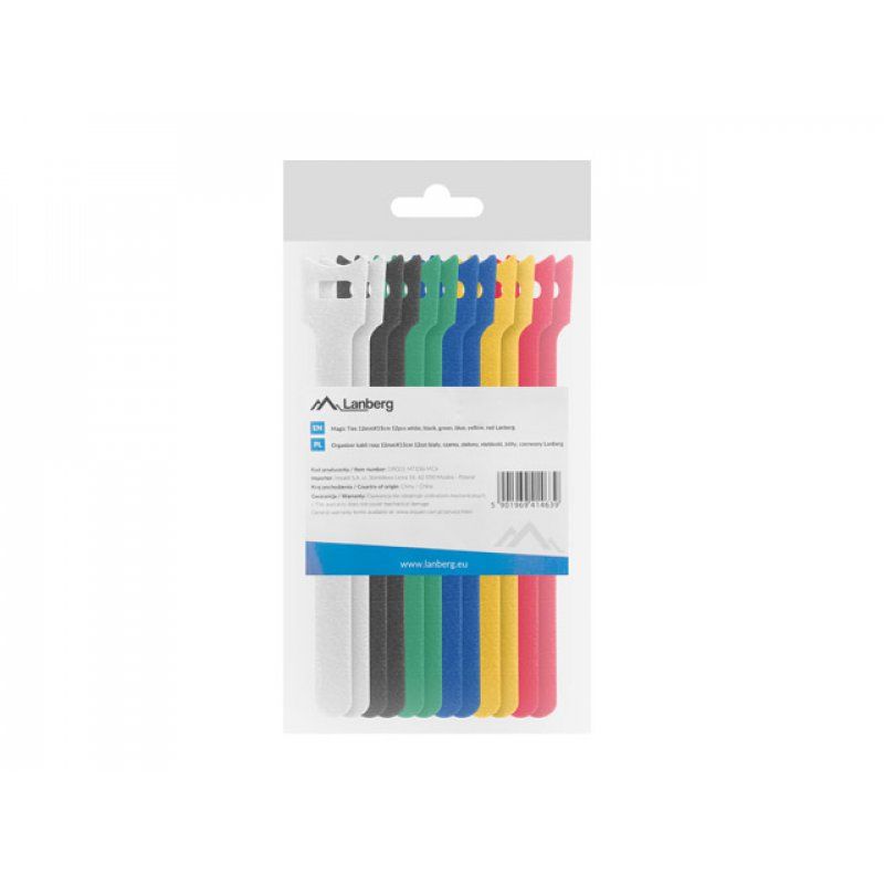 TIRAS DE VELCRO LANBERG PACK 12 UDS 12MMX15CM MULTICOLOR