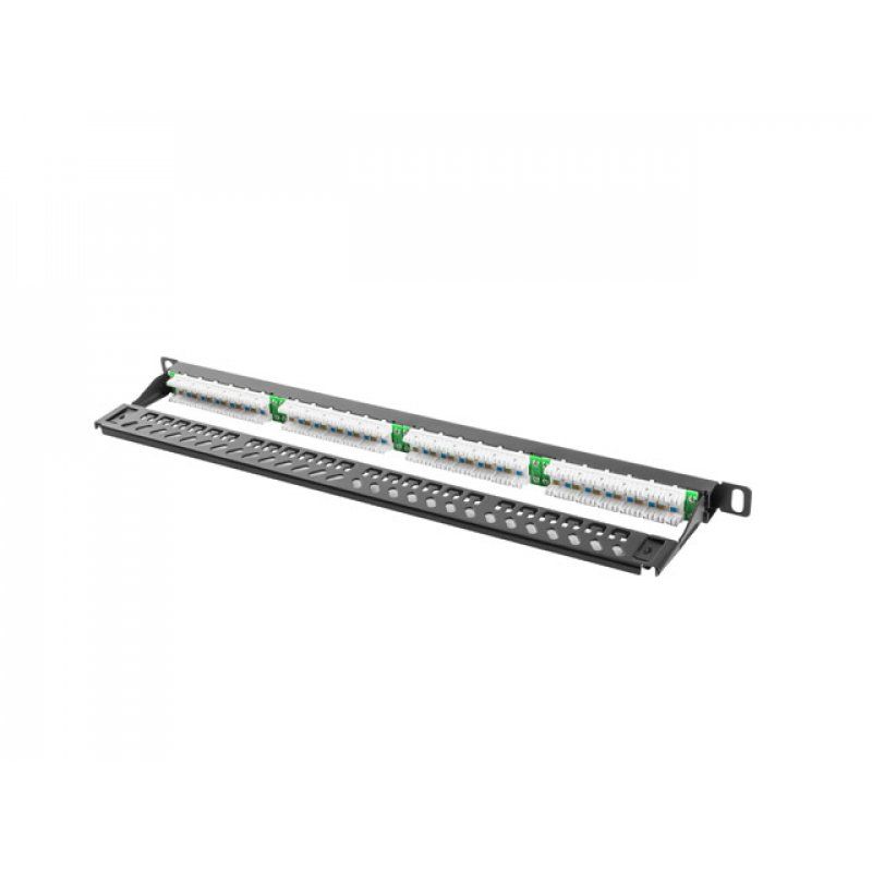 PATCH PANEL LANBERG CAT.5E UTP 24 PUERTOS 0.5U RACK 19 NEGRO