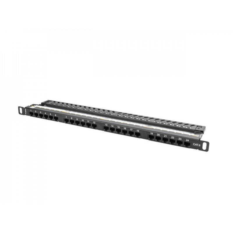 PATCH PANEL LANBERG CAT.6 UTP 24 PUERTOS 0.5U RACK 19 NEGRO