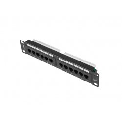 PATCH PANEL LANBERG 12 PUERTOS 1U 10" CAT.6 NEGRO