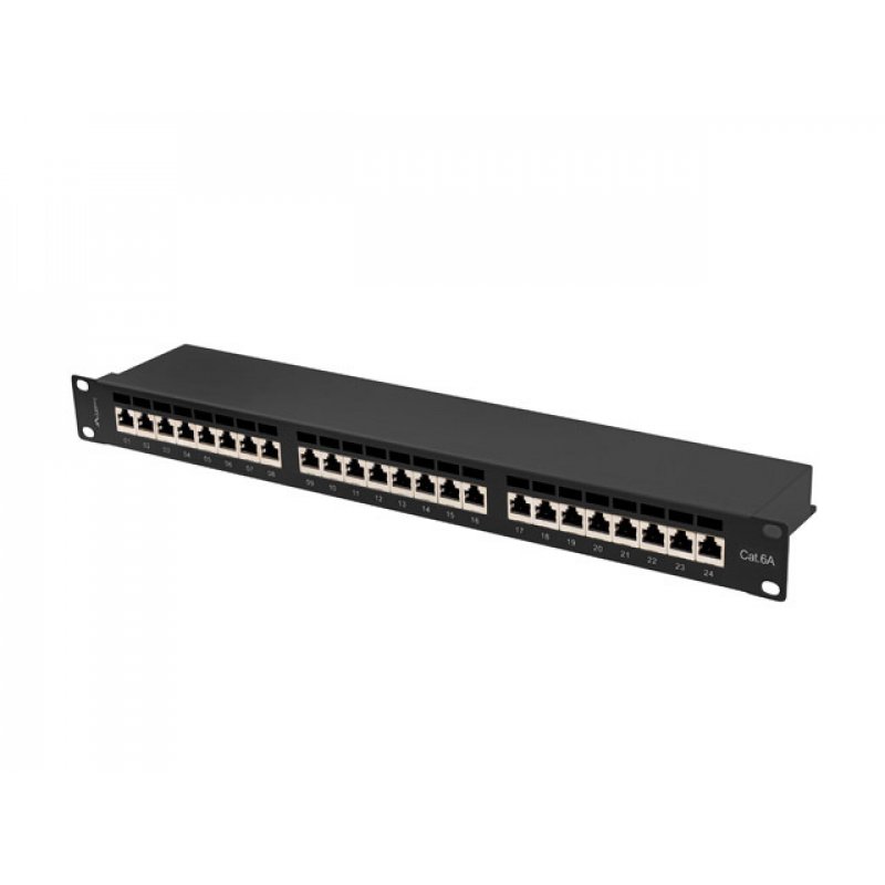 PATCH PANEL 24 PORT 1U 19" CAT.6A FTP BLACK LANBERG