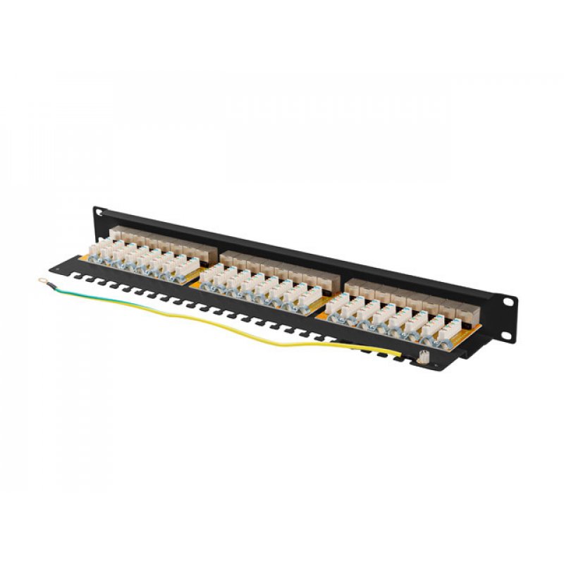 PATCH PANEL 24 PORT 1U 19" CAT.6A FTP BLACK LANBERG