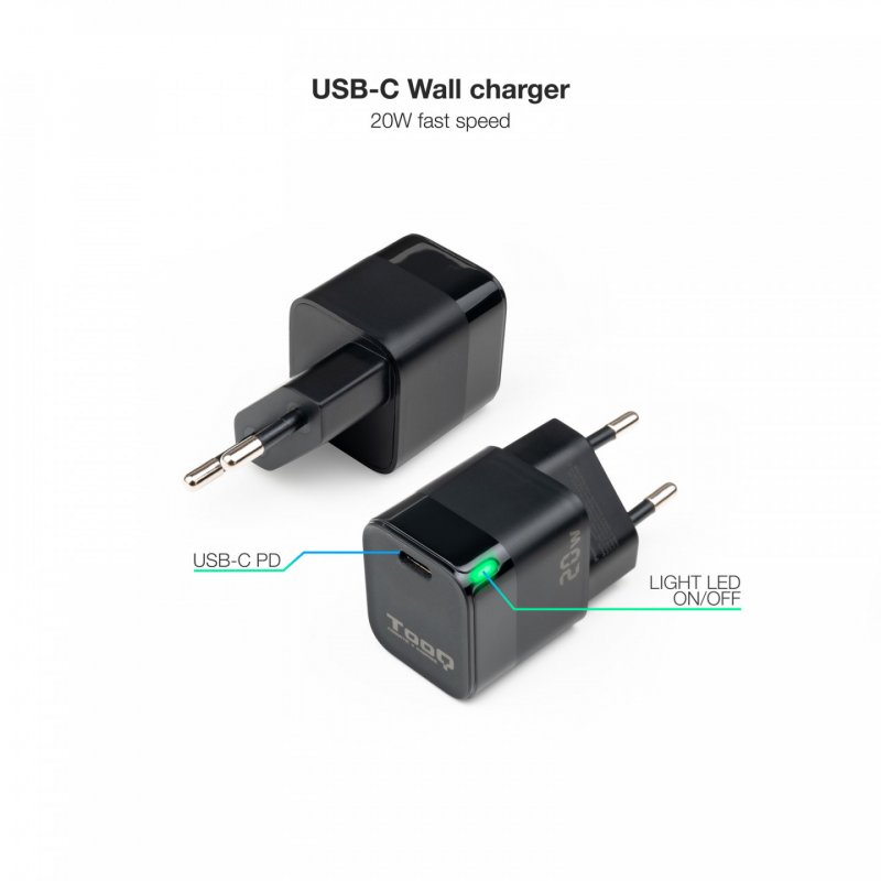 TooQ TQWC-PD20 chargeur d'appareils mobiles Universel Noir Secteur Charge rapide Intérieure